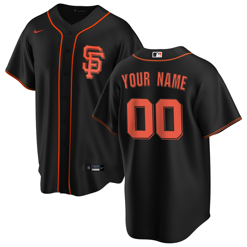 2020 MLB Men San Francisco Giants Nike Black Alternate 2020 Replica Custom Jersey 1